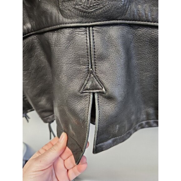 Harley Davidson Women’s Leather Jacket Black Fringed Belted Heavy Size XL - Picture 5 of 12